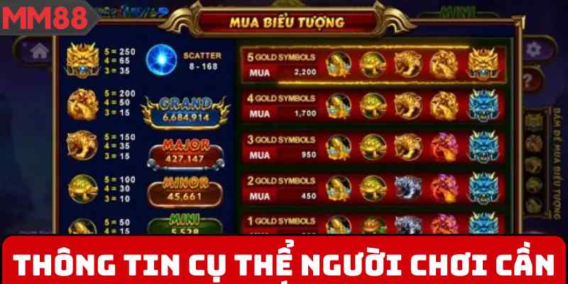 Thông tin cụ thể người chơi cần nắm